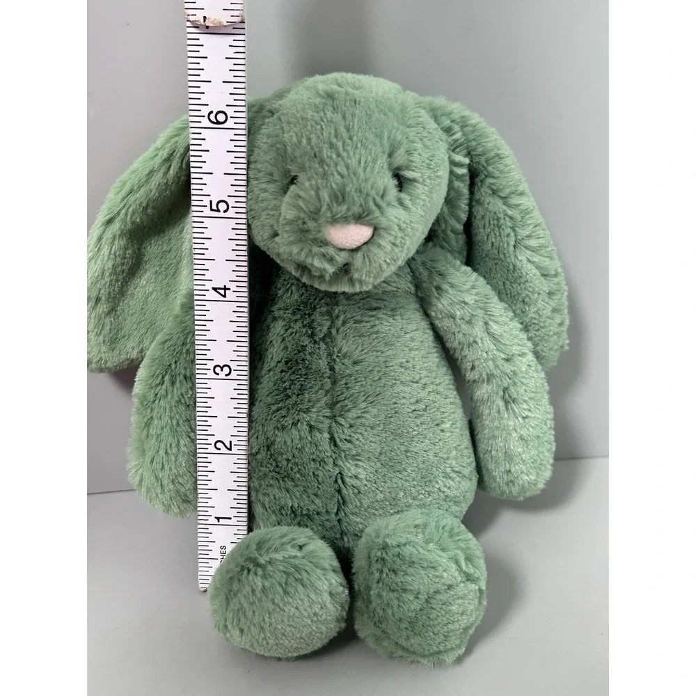 Retired Jellycat Little Bashful Ivy Bunny - Small Super Soft - Pink Nose - Green